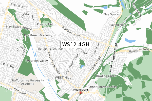WS12 4GH map - small scale - OS Open Zoomstack (Ordnance Survey)