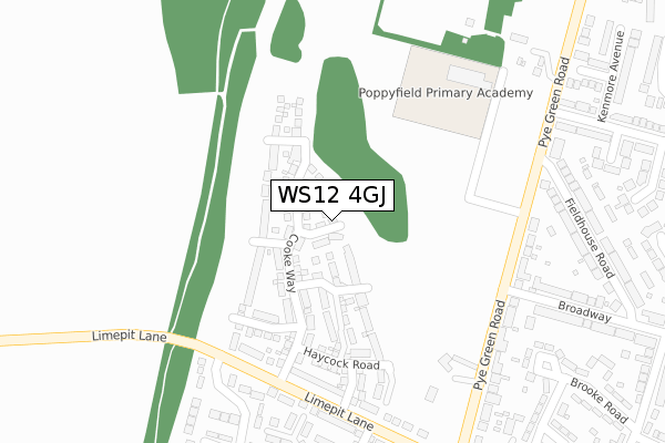 WS12 4GJ map - large scale - OS Open Zoomstack (Ordnance Survey)