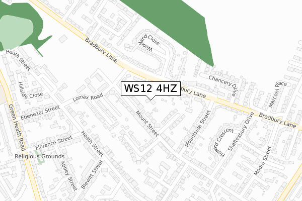WS12 4HZ map - large scale - OS Open Zoomstack (Ordnance Survey)