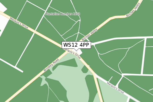WS12 4PP map - large scale - OS Open Zoomstack (Ordnance Survey)