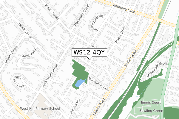 WS12 4QY map - large scale - OS Open Zoomstack (Ordnance Survey)
