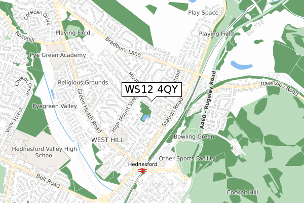 WS12 4QY map - small scale - OS Open Zoomstack (Ordnance Survey)