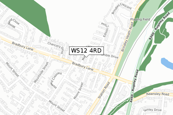 WS12 4RD map - large scale - OS Open Zoomstack (Ordnance Survey)