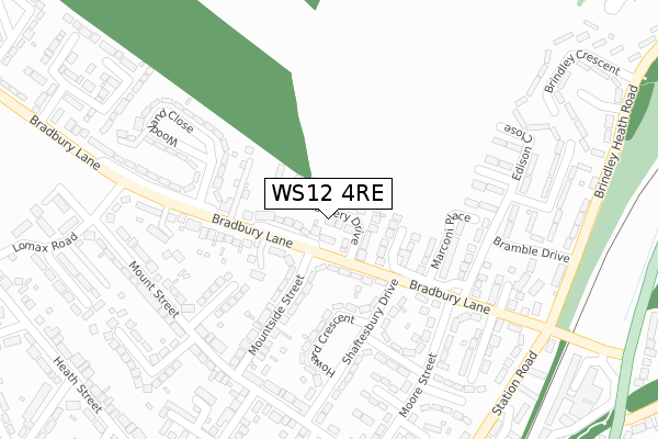 WS12 4RE map - large scale - OS Open Zoomstack (Ordnance Survey)