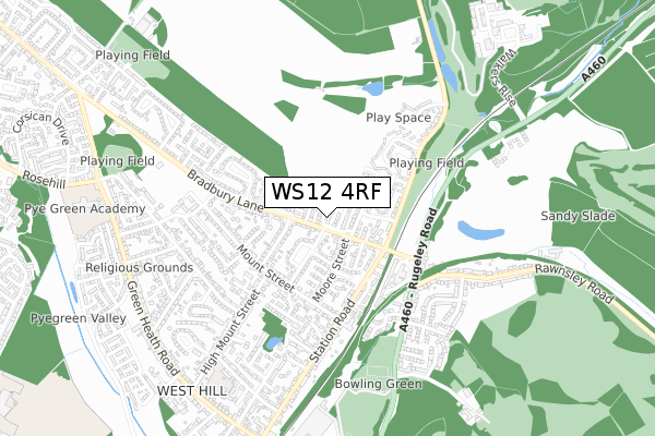 WS12 4RF map - small scale - OS Open Zoomstack (Ordnance Survey)