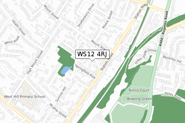 WS12 4RJ map - large scale - OS Open Zoomstack (Ordnance Survey)