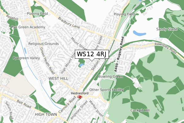 WS12 4RJ map - small scale - OS Open Zoomstack (Ordnance Survey)