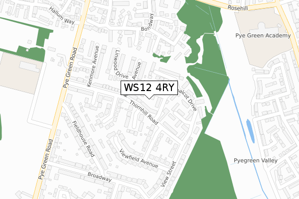 WS12 4RY map - large scale - OS Open Zoomstack (Ordnance Survey)