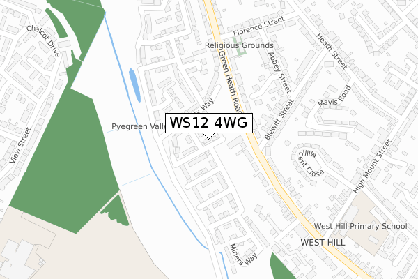 WS12 4WG map - large scale - OS Open Zoomstack (Ordnance Survey)