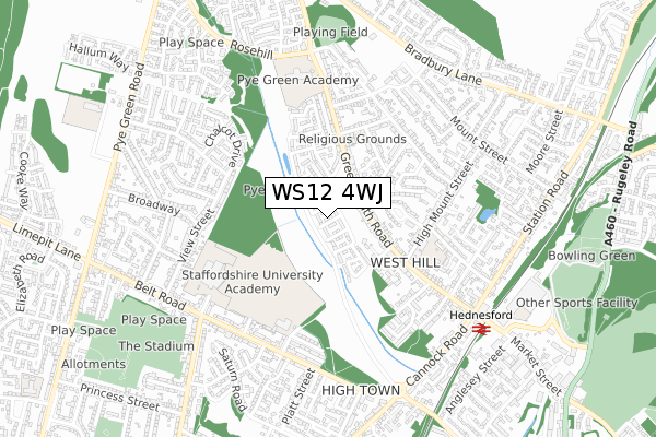 WS12 4WJ map - small scale - OS Open Zoomstack (Ordnance Survey) WS12 4WJ map - small scale - OS Open Zoomstack (Ordnance Survey)