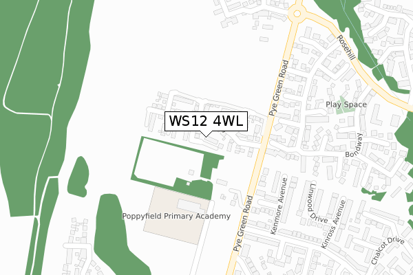 WS12 4WL map - large scale - OS Open Zoomstack (Ordnance Survey)