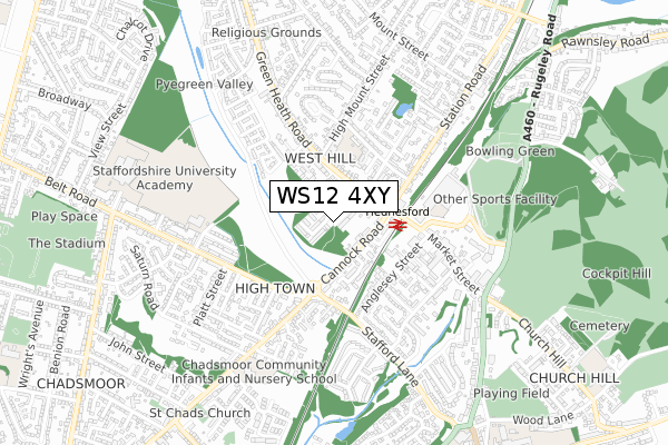 WS12 4XY map - small scale - OS Open Zoomstack (Ordnance Survey) WS12 4XY map - small scale - OS Open Zoomstack (Ordnance Survey)