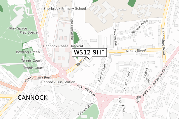 WS12 9HF map - large scale - OS Open Zoomstack (Ordnance Survey)