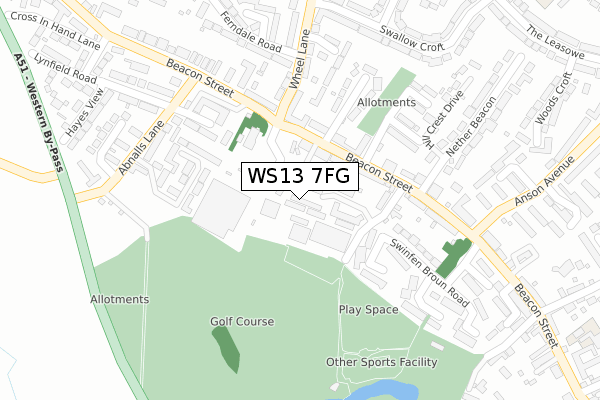 WS13 7FG map - large scale - OS Open Zoomstack (Ordnance Survey) WS13 7FG map - large scale - OS Open Zoomstack (Ordnance Survey)