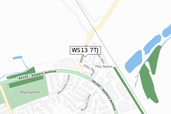 WS13 7TJ map - large scale - OS Open Zoomstack (Ordnance Survey)