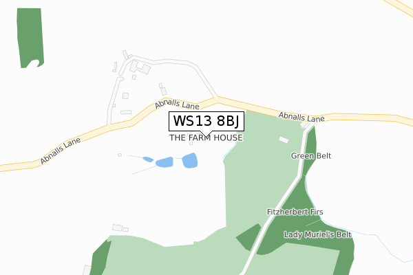 WS13 8BJ map - large scale - OS Open Zoomstack (Ordnance Survey)