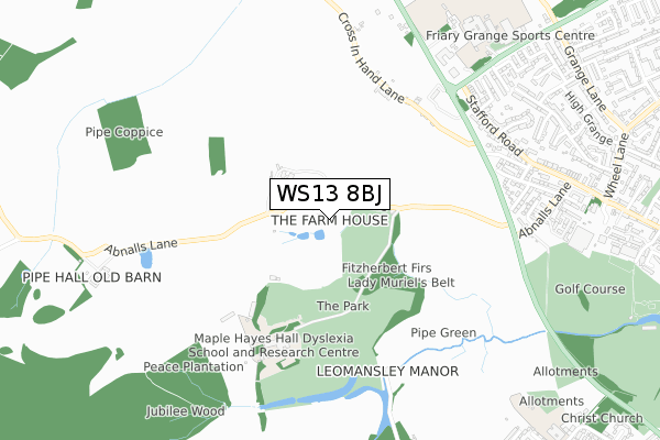 WS13 8BJ map - small scale - OS Open Zoomstack (Ordnance Survey)