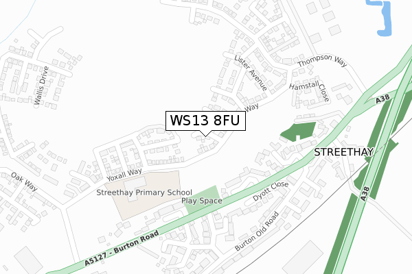 WS13 8FU map - large scale - OS Open Zoomstack (Ordnance Survey)