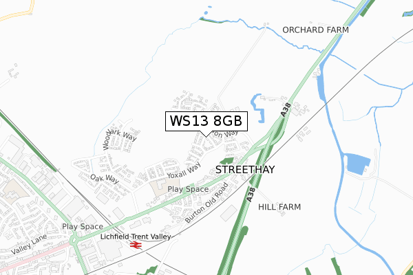 WS13 8GB map - small scale - OS Open Zoomstack (Ordnance Survey)
