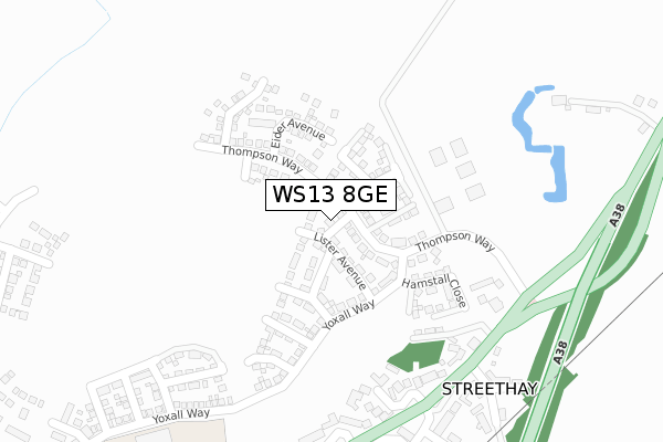 WS13 8GE map - large scale - OS Open Zoomstack (Ordnance Survey)