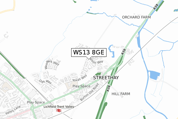 WS13 8GE map - small scale - OS Open Zoomstack (Ordnance Survey) WS13 8GE map - small scale - OS Open Zoomstack (Ordnance Survey)