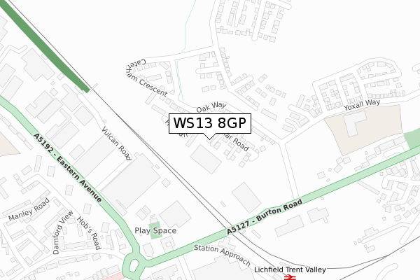 WS13 8GP map - large scale - OS Open Zoomstack (Ordnance Survey)