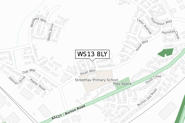 WS13 8LY map - large scale - OS Open Zoomstack (Ordnance Survey) WS13 8LY map - large scale - OS Open Zoomstack (Ordnance Survey)