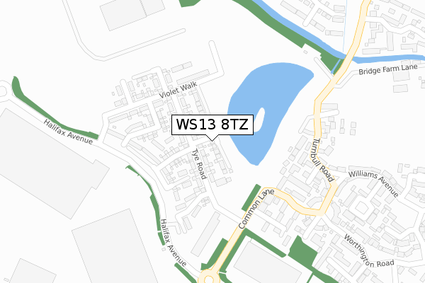 WS13 8TZ map - large scale - OS Open Zoomstack (Ordnance Survey) WS13 8TZ map - large scale - OS Open Zoomstack (Ordnance Survey)