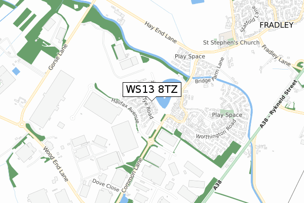 WS13 8TZ map - small scale - OS Open Zoomstack (Ordnance Survey) WS13 8TZ map - small scale - OS Open Zoomstack (Ordnance Survey)