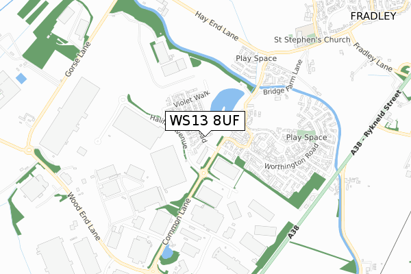 WS13 8UF map - small scale - OS Open Zoomstack (Ordnance Survey) WS13 8UF map - small scale - OS Open Zoomstack (Ordnance Survey)