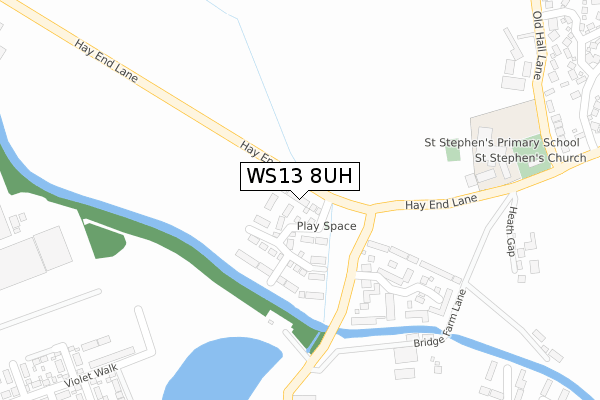WS13 8UH map - large scale - OS Open Zoomstack (Ordnance Survey)
