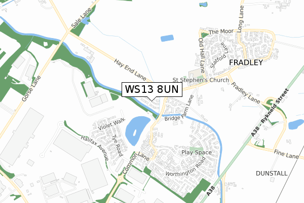 WS13 8UN map - small scale - OS Open Zoomstack (Ordnance Survey) WS13 8UN map - small scale - OS Open Zoomstack (Ordnance Survey)