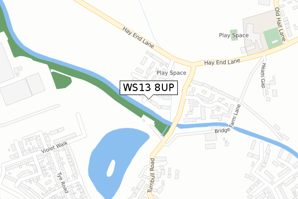 WS13 8UP map - large scale - OS Open Zoomstack (Ordnance Survey)