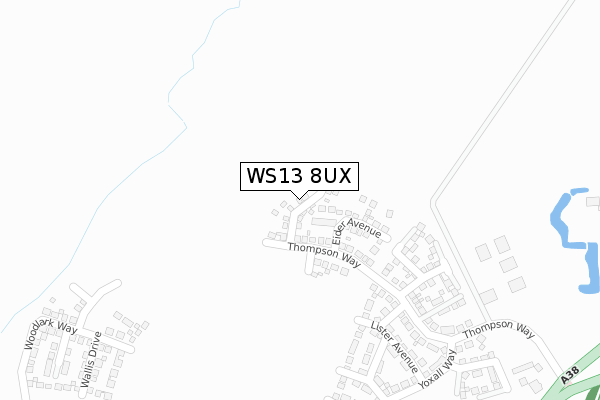 WS13 8UX map - large scale - OS Open Zoomstack (Ordnance Survey)