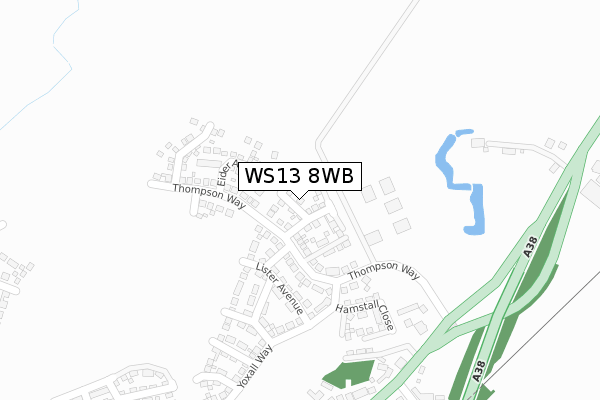WS13 8WB map - large scale - OS Open Zoomstack (Ordnance Survey) WS13 8WB map - large scale - OS Open Zoomstack (Ordnance Survey)