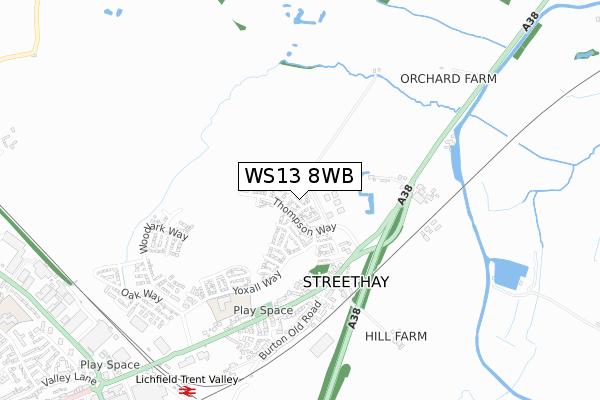 WS13 8WB map - small scale - OS Open Zoomstack (Ordnance Survey) WS13 8WB map - small scale - OS Open Zoomstack (Ordnance Survey)