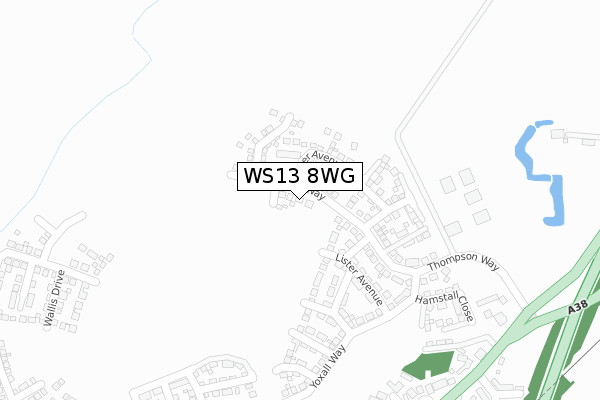 WS13 8WG map - large scale - OS Open Zoomstack (Ordnance Survey)