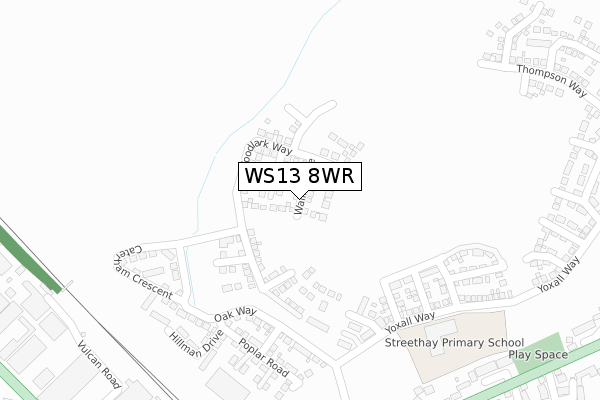WS13 8WR map - large scale - OS Open Zoomstack (Ordnance Survey)