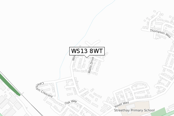 WS13 8WT map - large scale - OS Open Zoomstack (Ordnance Survey)