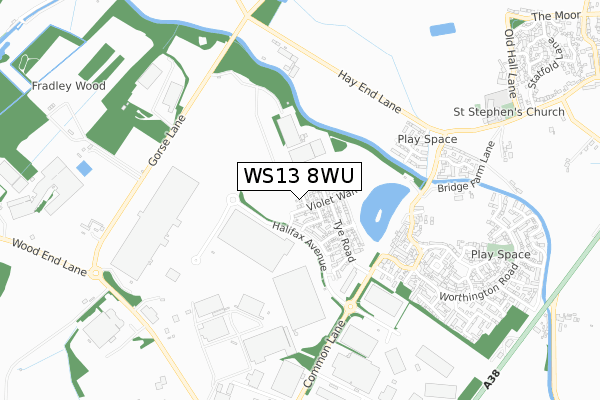 WS13 8WU map - small scale - OS Open Zoomstack (Ordnance Survey) WS13 8WU map - small scale - OS Open Zoomstack (Ordnance Survey)