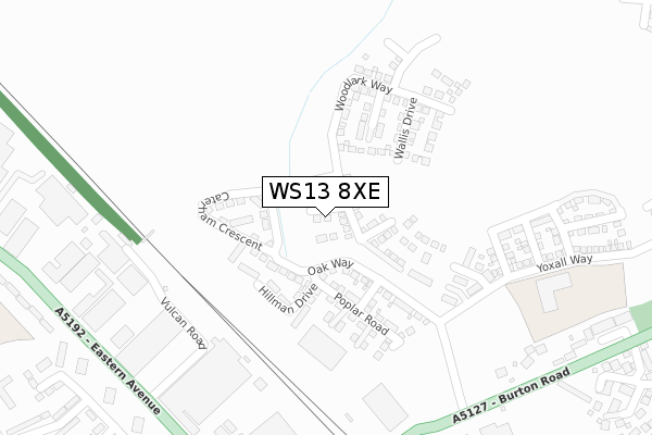 WS13 8XE map - large scale - OS Open Zoomstack (Ordnance Survey) WS13 8XE map - large scale - OS Open Zoomstack (Ordnance Survey)