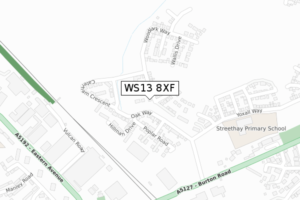 WS13 8XF map - large scale - OS Open Zoomstack (Ordnance Survey)