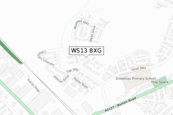 WS13 8XG map - large scale - OS Open Zoomstack (Ordnance Survey)