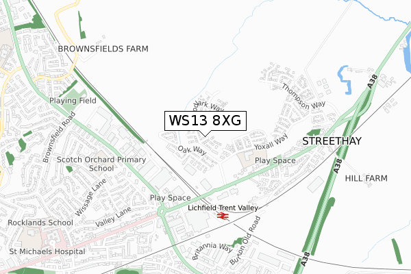 WS13 8XG map - small scale - OS Open Zoomstack (Ordnance Survey) WS13 8XG map - small scale - OS Open Zoomstack (Ordnance Survey)