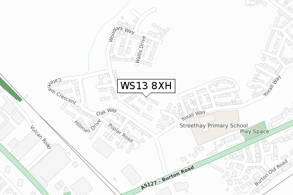WS13 8XH map - large scale - OS Open Zoomstack (Ordnance Survey)