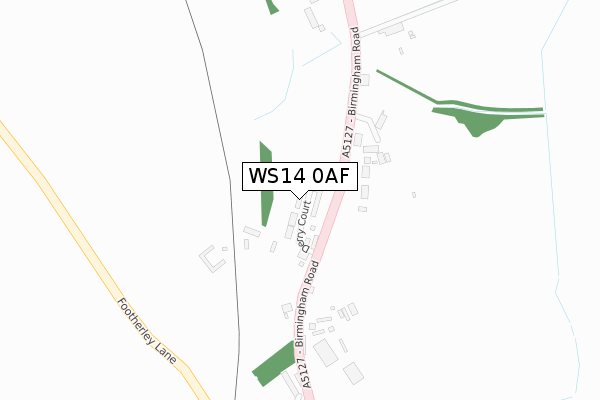 WS14 0AF map - large scale - OS Open Zoomstack (Ordnance Survey) WS14 0AF map - large scale - OS Open Zoomstack (Ordnance Survey)