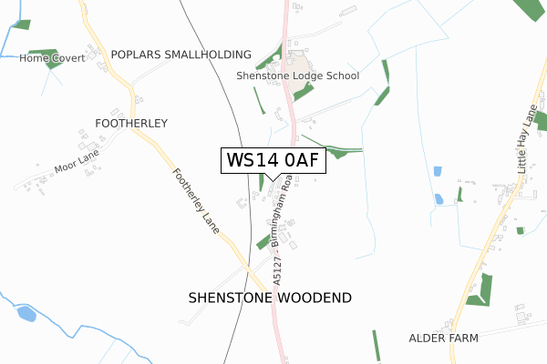 WS14 0AF map - small scale - OS Open Zoomstack (Ordnance Survey)