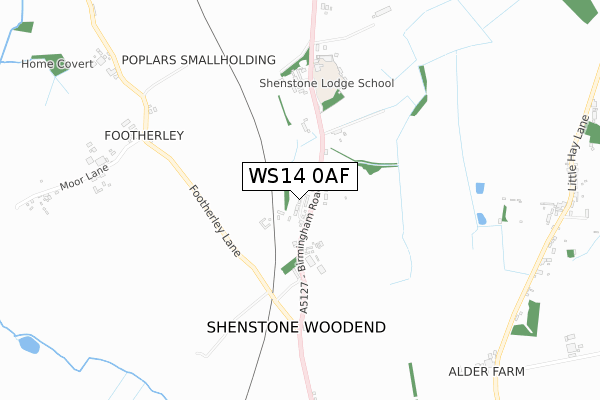 WS14 0AF map - small scale - OS Open Zoomstack (Ordnance Survey) WS14 0AF map - small scale - OS Open Zoomstack (Ordnance Survey)