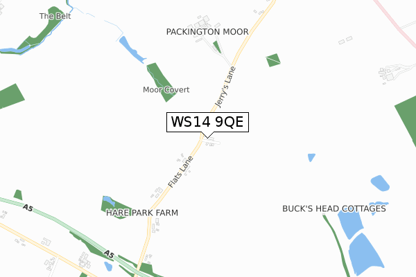 WS14 9QE map - small scale - OS Open Zoomstack (Ordnance Survey)