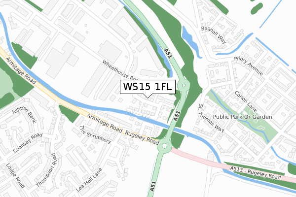 WS15 1FL map - large scale - OS Open Zoomstack (Ordnance Survey)